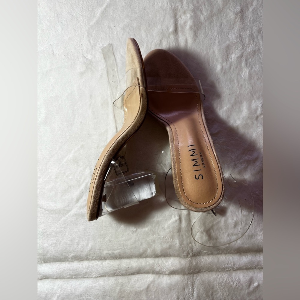 simmi London heels clear heel  snake Vera! Size 5 color nude suede clear - Picture 9 of 14